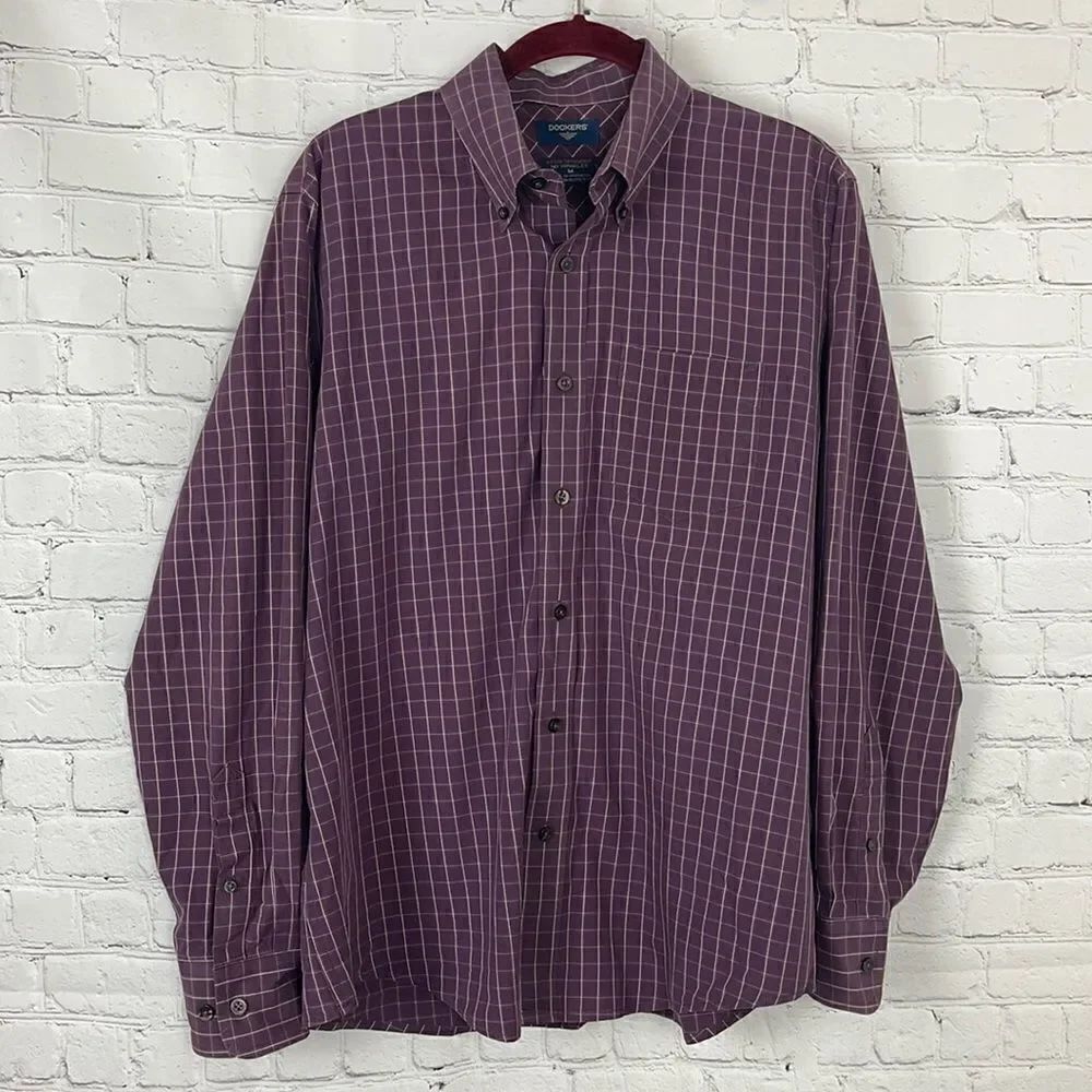 Dockers Purple and White Button Up